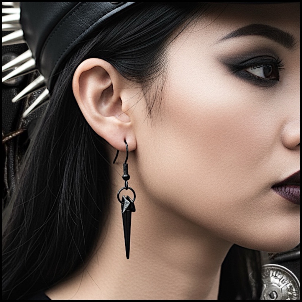 5 For $25black Punk Spike Cone Dangles Earrings